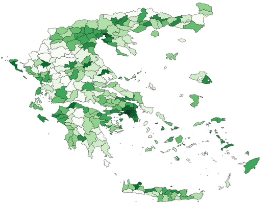 Geodemographics dataset for Greece at municipal level with adminsitrative boundaries