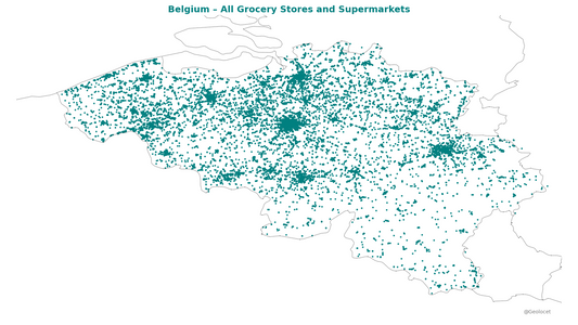 All Supermarket Locations in Belgium: Complete Geographic Dataset Available for Download