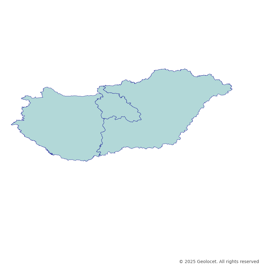 Hungary Groups of Regions (Országrészek) Boundary Polygons