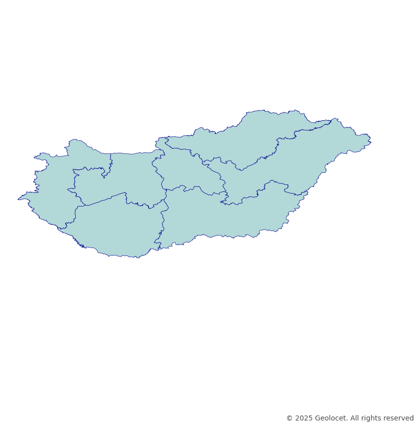 Hungary Regions (Régiók) Administrative Boundary Polygons