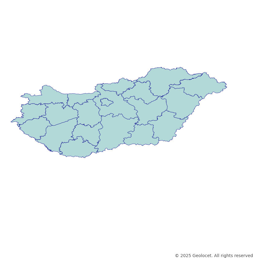 Hungary Counties/capital city (Megyék/főváros ) Boundary Polygons