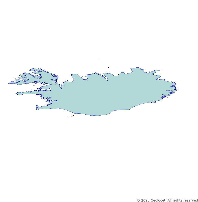 Iceland Country (Land) Administrative Boundary Polygons