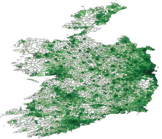 Geodemographics dataset for Ireland at municipal level with adminsitrative boundaries