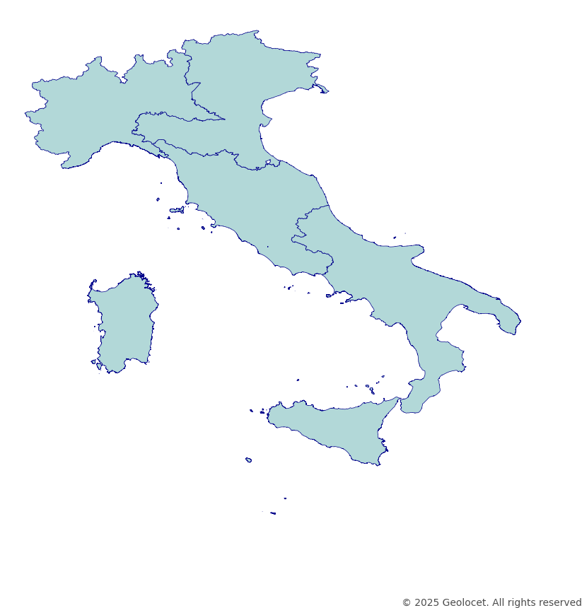 Italy Statistical Regions Boundary Polygons