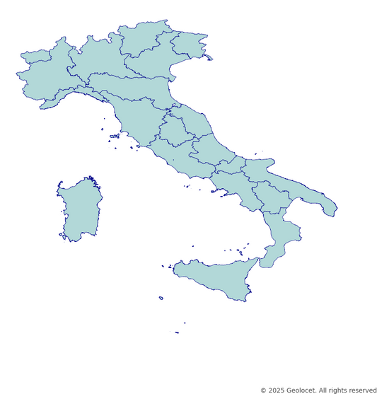 Italy Regions (Region) Administrative Boundary Polygons