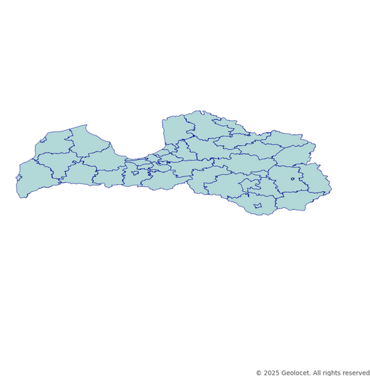 Latvia Municipalities, Cities (Novadi, Valstspilsētas) Boundaries