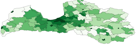 Geodemographics dataset for Latvia at municipal level with adminsitrative boundaries