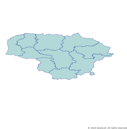 Lithuania Counties (Apskritys) GIS Boundaries (Shapefile & GeoPackage) with 2026 Population Data