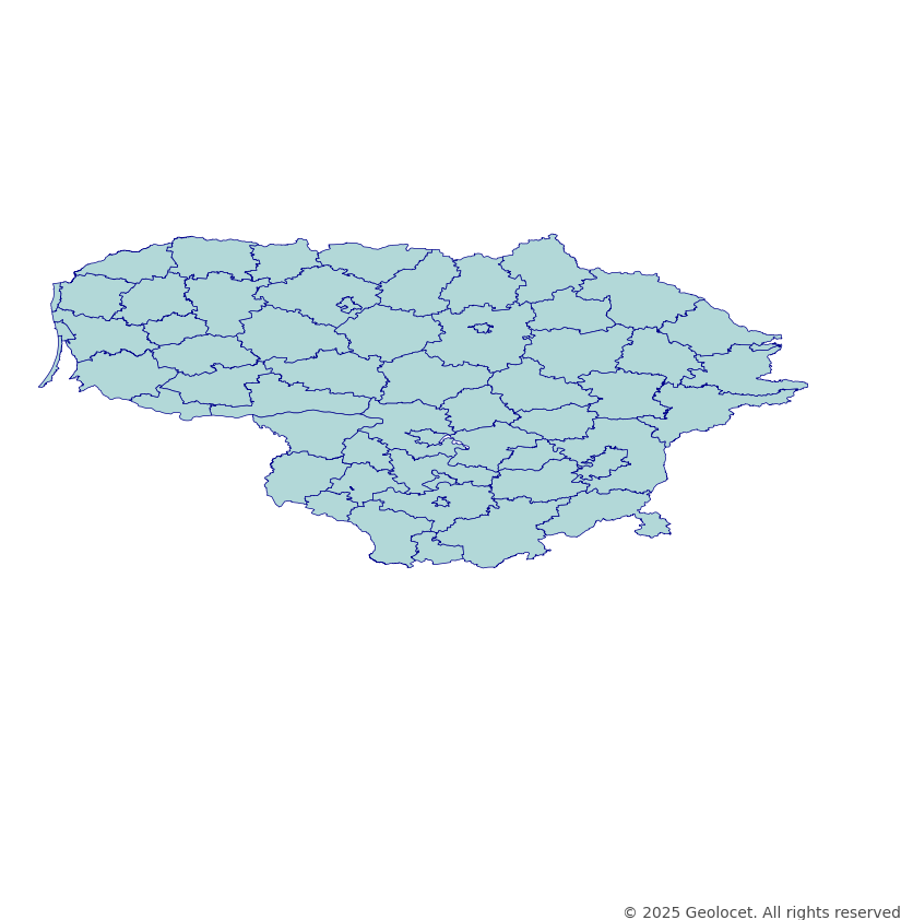 Lithuania Municipalities (Savivaldybės / Rajonai) Boundary Polygons