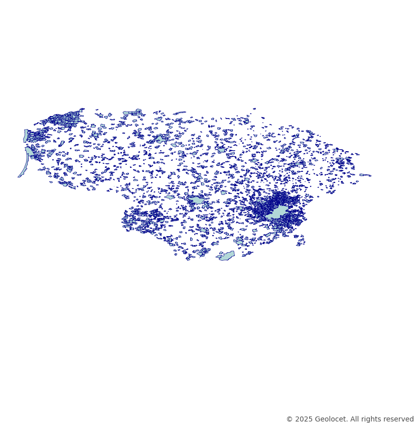 Lithuania Cities/towns/villages (Miestai/Kaimai) Boundary Polygons