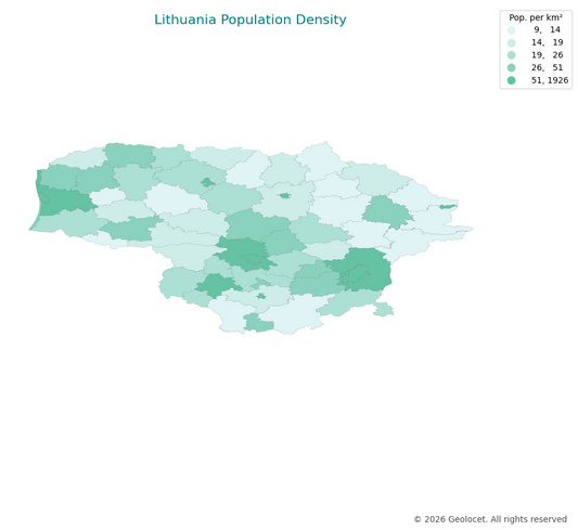 Geodemographics dataset for Lithuania at municipal level with adminsitrative boundaries