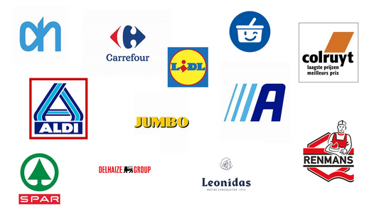 Map of the Top 12 Supermarket chain locations in Belgium