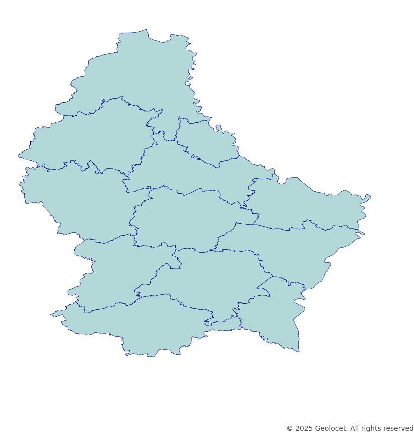 Luxembourg Regions (Cantons) Administrative Boundary Polygons