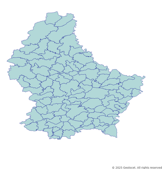 Luxembourg Municipalities (Communes) Administrative Boundary Polygons