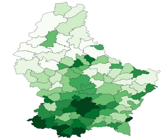 Geodemographics dataset for Luxembourg at municipal level with adminsitrative boundaries