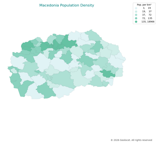 Geodemographics dataset for Macedonia at municipal level with adminsitrative boundaries