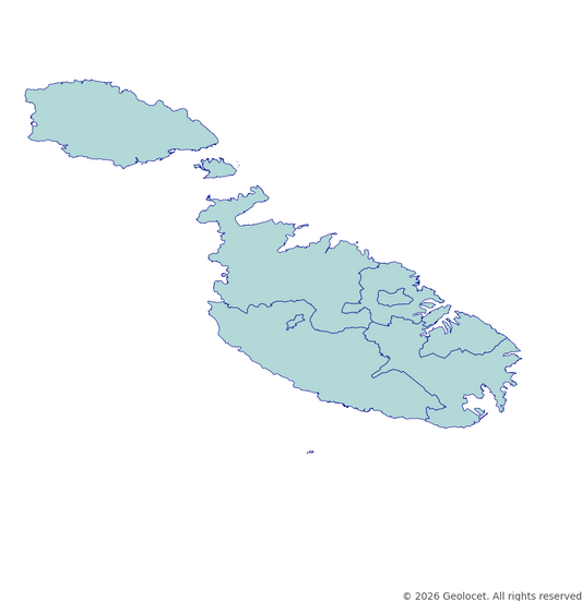 Malta Regions (reġjuni) GIS Boundaries (Shapefile & GeoPackage) with 2025 Population Data