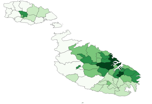 Geodemographics dataset for Malta at municipal level with adminsitrative boundaries