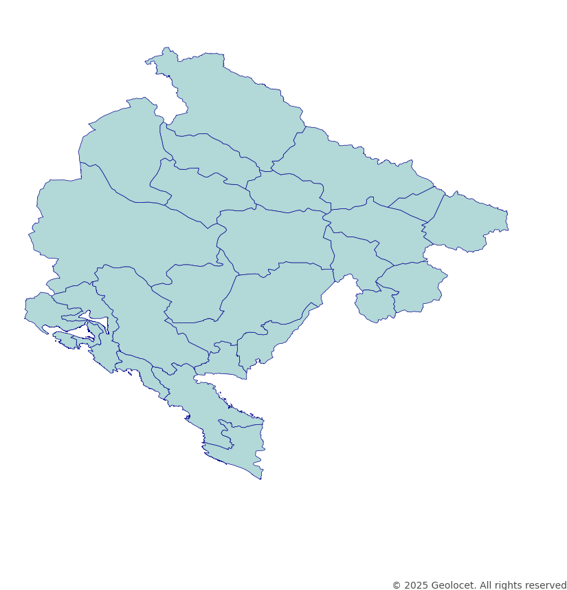 Montenegro Municipalities (Opštine / општине) Boundaries Data