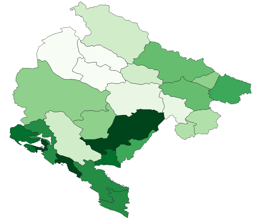 Geodemographics dataset for Montenegro at municipal level with adminsitrative boundaries