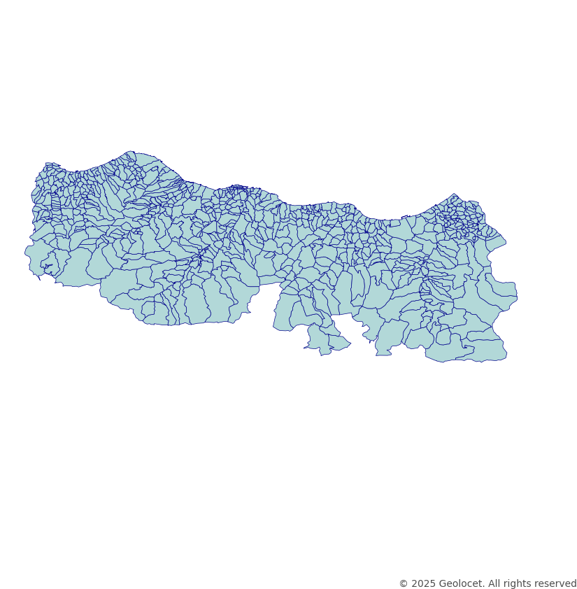 Trabzon Neighbourhoods/Mahalleler Boundary Polygons in a Shape file format