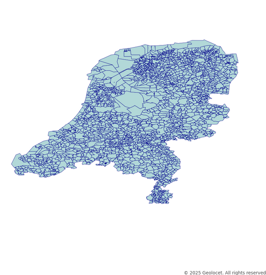 Netherlands Settlements (Woonplaatsen) Administrative Boundary Polygons