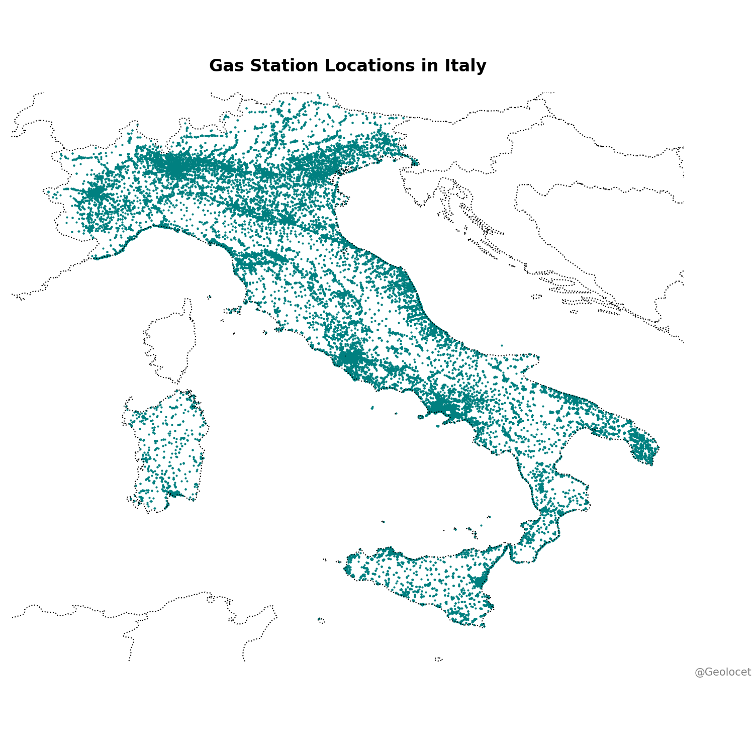 Map of All Petrol Stations Across Italy