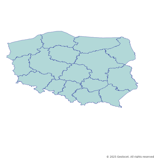 Poland Provinces/regions (Województwa) Administrative Boundaries Data