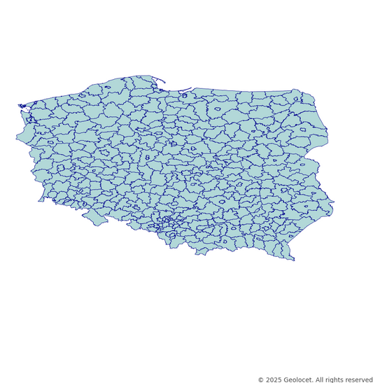 Poland Counties (Powiaty) Administrative Boundary Polygons