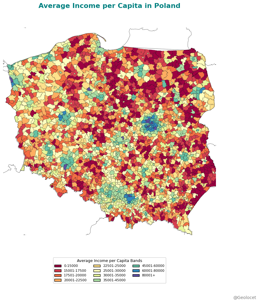 Poland: Income map at municipality level