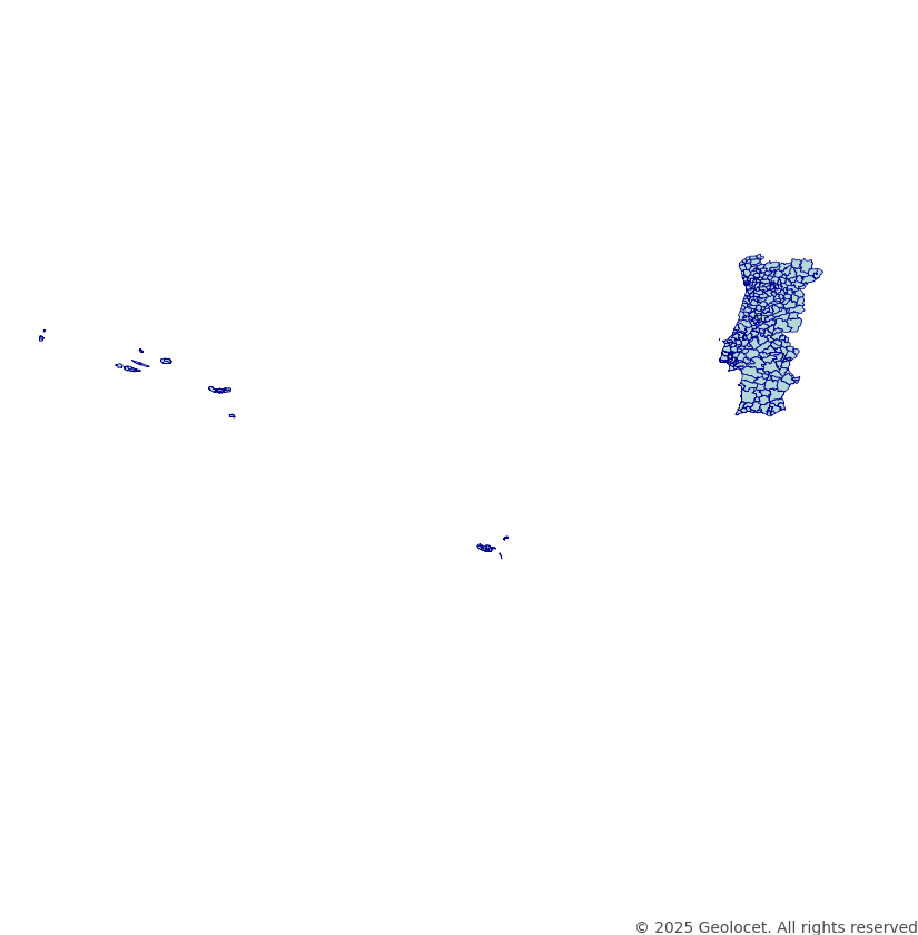 Portugal Municipalities (Concelhos) Administrative Boundary Polygons