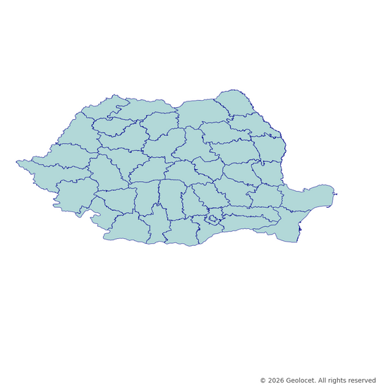 Romania Counties GIS Boundaries (Shapefile & GeoPackage) with 2025 Population Data