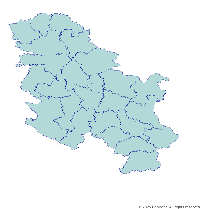 Serbia Districts (Окрузи) Administrative Boundary Polygons