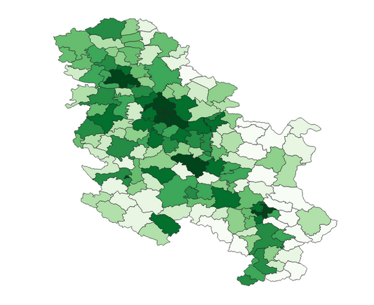 Geodemographics dataset for Serbia at municipal level with adminsitrative boundaries