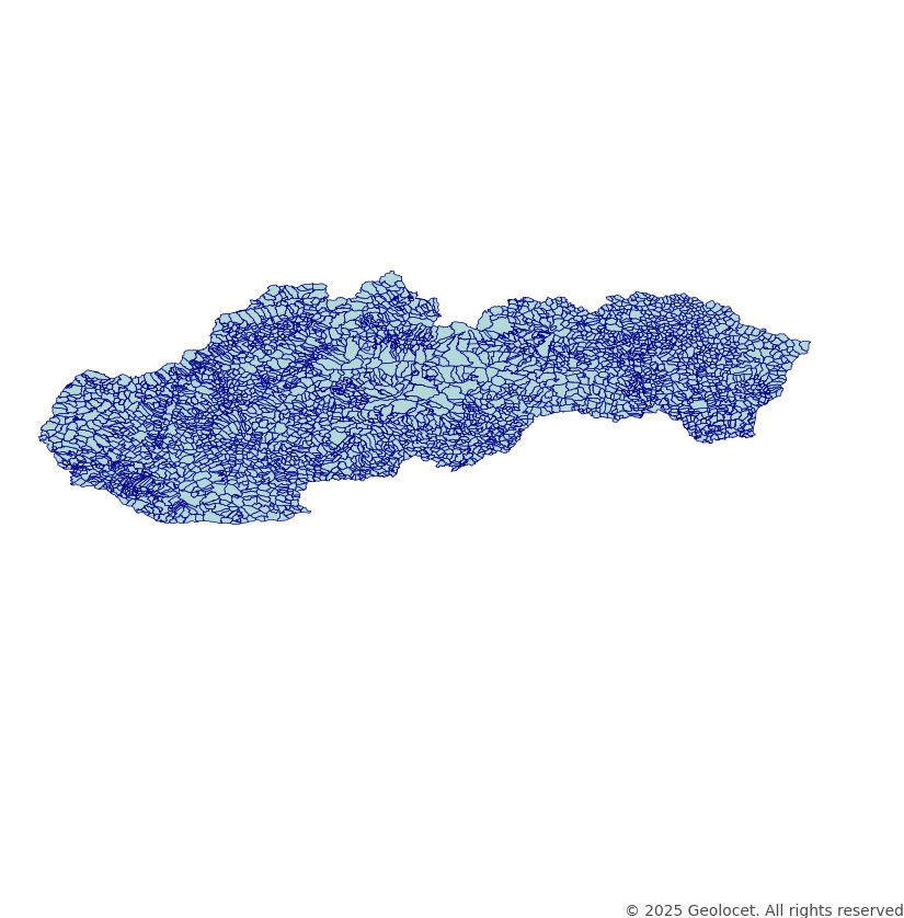 Slovakia Cadastral places (Katastrálne územie) Boundaries Data