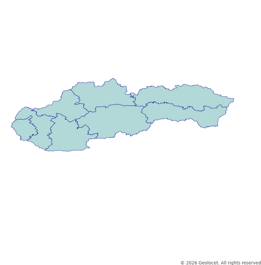 Slovakia Regions GIS Boundaries (Shapefile & GeoPackage) with 2024 Population Data