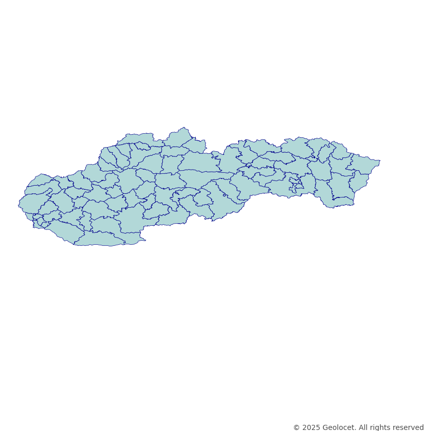 Slovakia Municipality (Okres) Administrative Boundary Polygons