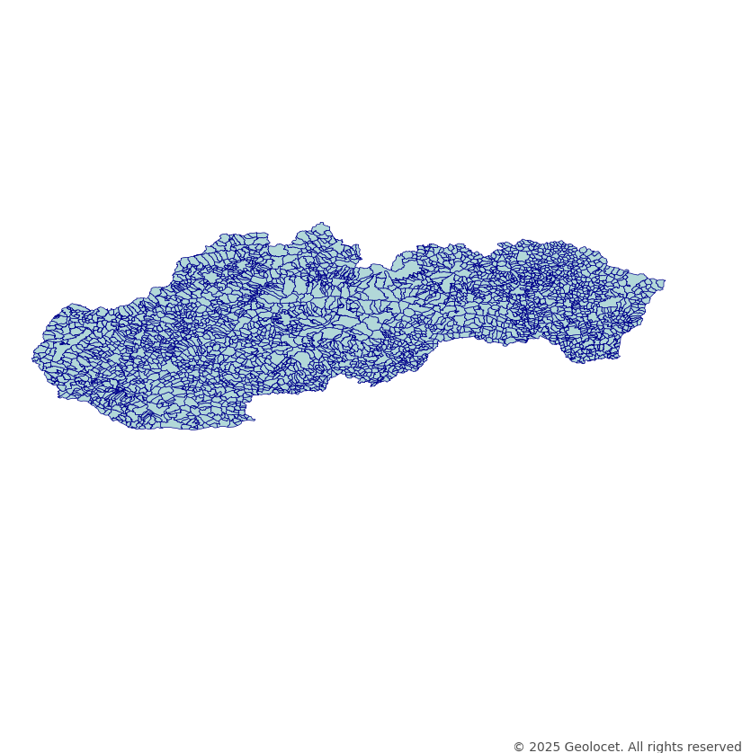 Slovakia Town/Village (Obec) Administrative Boundary Polygons