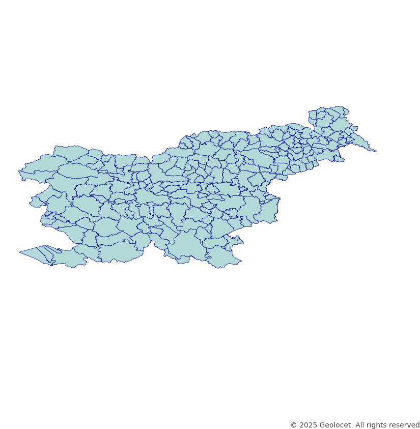 Slovenia Municipal borders (Občine) Administrative Boundary Polygons