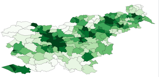 Geodemographics dataset for Slovenia at municipal level with adminsitrative boundaries