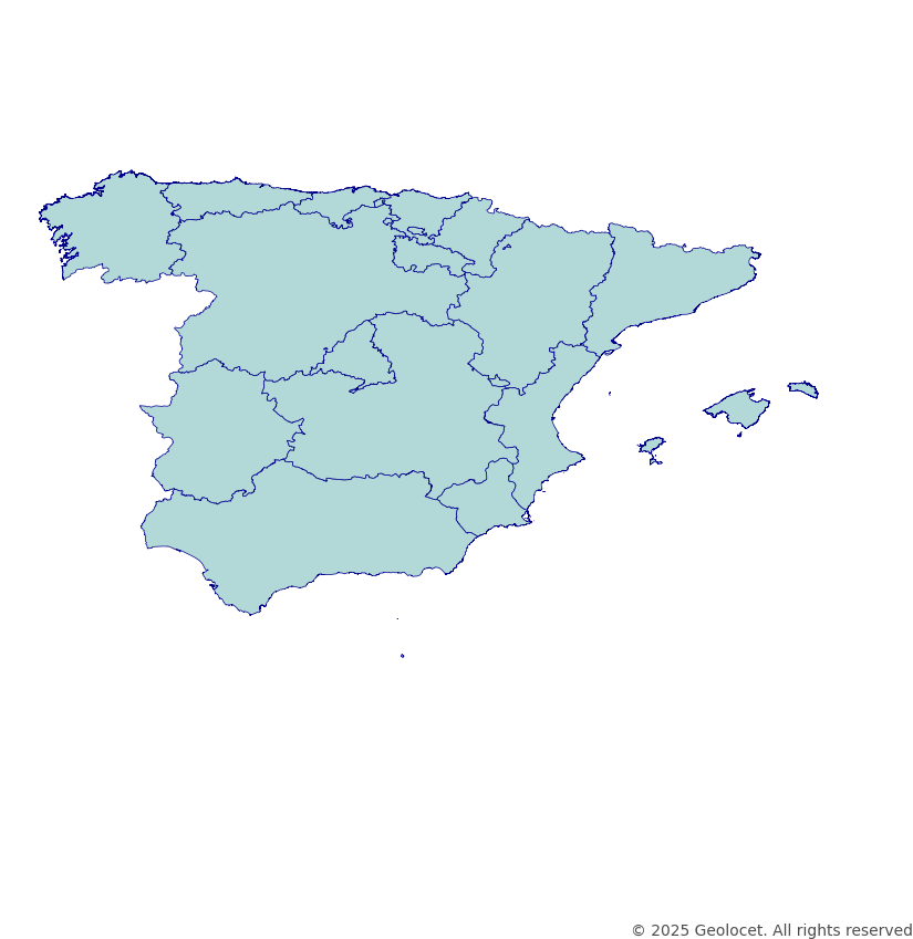 Spain Autonomous communities (Comunidades autónomas) Boundaries Data