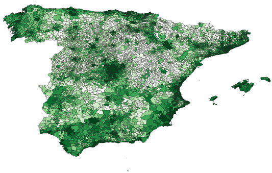 Geodemographics dataset for Spain at municipal level with adminsitrative boundaries