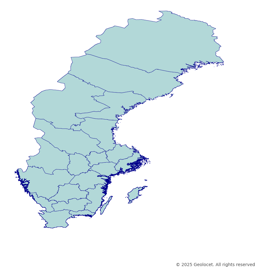 Sweden County (Län) Administrative Boundary Polygons