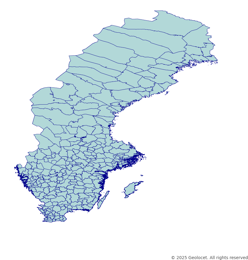 Sweden Muncipiality (Kommun) Administrative Boundary Polygons