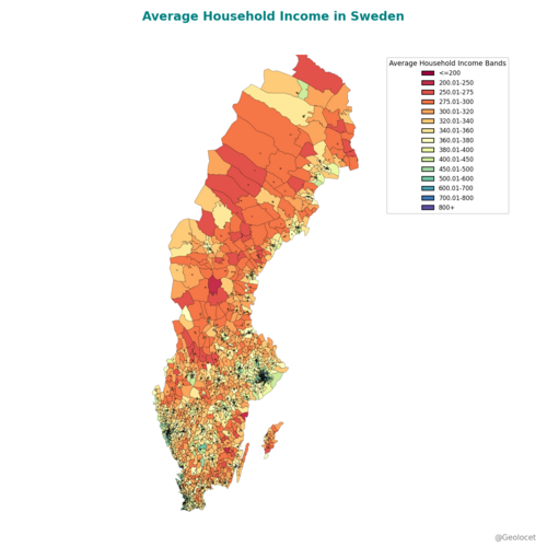 Sweden: Income distribution at Statistical Sector level