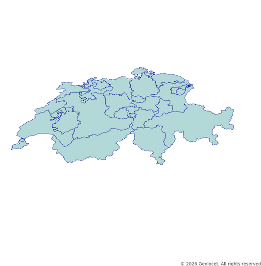 Switzerland Cantons GIS Boundaries (Shapefile & GeoPackage) with 2025 Population Data