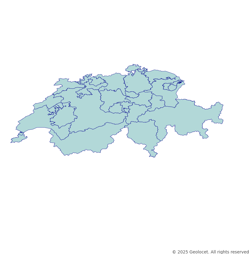 Switzerland Cantons (Kantone) Administrative Boundary Polygons