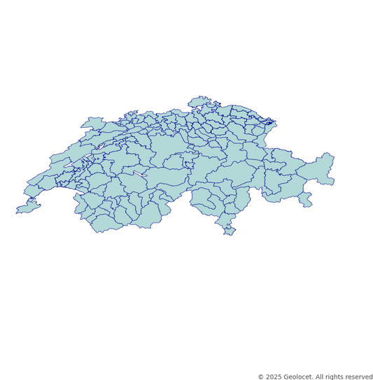 Switzerland Districts (Bezirke/Ämter, fr: districts) Administrative Boundaries Dataset