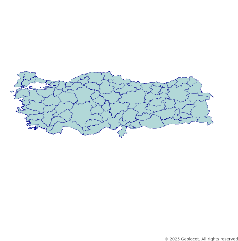 Turkey Provinces (İller) Administrative Boundary Polygons