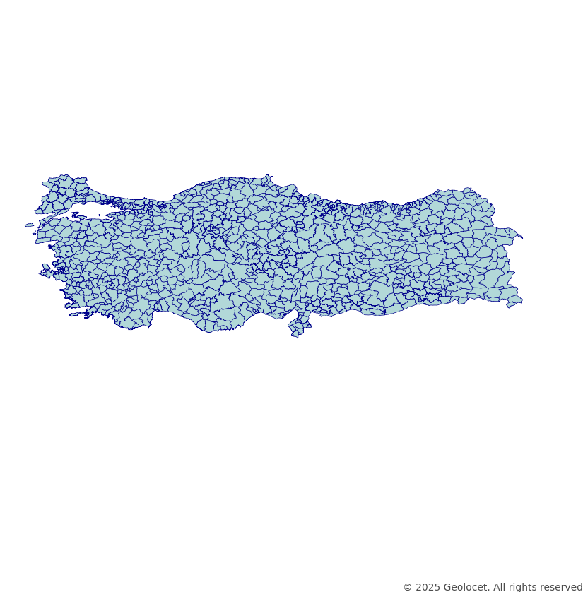 Turkey Districts  (İlçe) Administrative Boundary Polygons